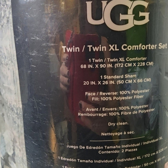 UGG ATLAS Clear Creek Faux Fur Micromink Stripe SOFT Twin or XL Comforter 2p Set - Picture 5 of 7